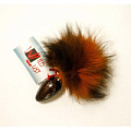 Чёрная анальная пробка с оранжево-чёрным заячьим хвостом Wild Lust HT40black/orange (8 см)