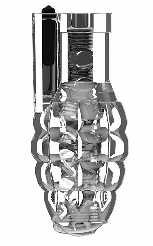 Прозрачный мастурбатор-граната с вибрацией Shots Media BV Stroker No.22 SON022TRA