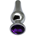 Серебристая анальная пробка с фиолетовым кристаллом Eroticon P3407M-04 (13 см)