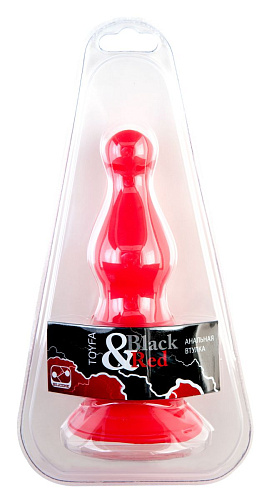 Красная фигурная анальная втулка ToyFa 901332-9 (15 см)