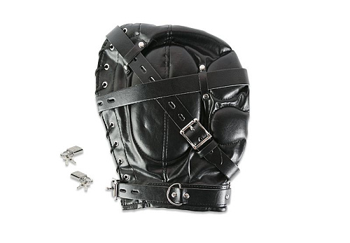 Чёрная закрытая маска на голову Пикантные штучки DP011