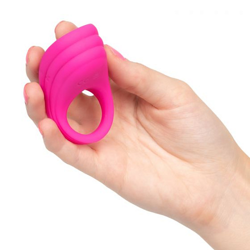Розовое эрекционное виброкольцо с пультом California Exotic Novelties Silicone Remote Pleasure Ring SE-0077-70-3