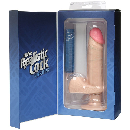 Вибромассажёр-реалистик телесного цвета на присоске Doc Johnson The Realistic Cock Vibrating 6” 1156-01-BX (21,6 см)