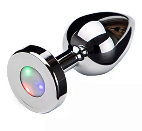 Серебристая анальная втулка со светодиодами Сумерки богов 523-15 BX DD (8,7 см)