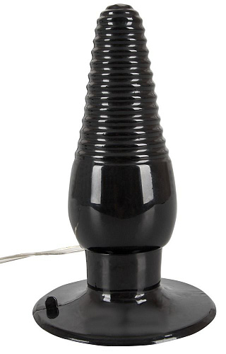 Анальная чёрная пробка с вибрацией и ротацией Ёska 0587605 (13 см)