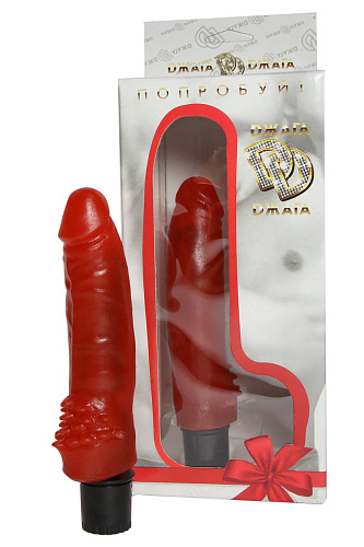 Ярко-красный гелевый вибратор с усиками на основании Сумерки богов 322-10 BX DD (16 см)