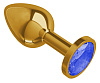 Золотистая анальная втулка с синим кристаллом Сумерки богов 510-07 blue-DD (7 см)