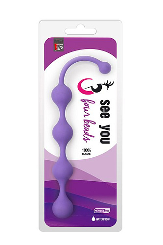 Фиолетовая анальная цепочка Dream Toys SEE YOU FOUR BEADS ANAL 21219 (24 см)