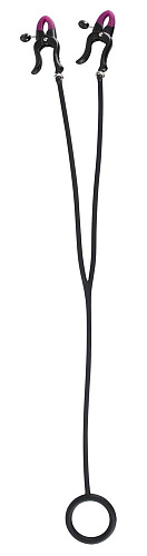 Чёрное эрекционное кольцо с зажимами на соски Orion Cock Ring Clamps 0516830