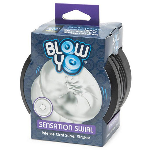 Прозрачный мастурбатор со спиралевидным тоннелем BlowYo Sensation Swirl Textured Blowjob Stroker 69249