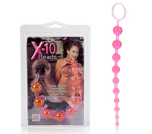 Розовая анальная цепочка California Exotic Novelties X-10 BEADS SE-1233-04-2 (28 см)