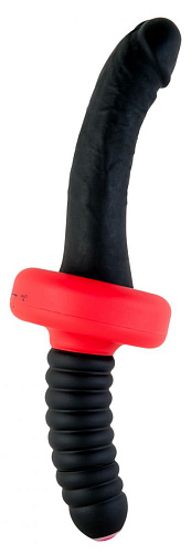 Двусторонний чёрный вибромассажёр ToyFa 901336-5 (26 см)