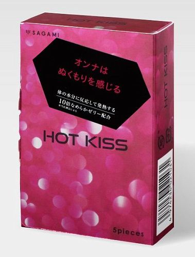 Розовые презервативы с разогревающей смазкой Sagami Hot Kiss №5 (5 шт)