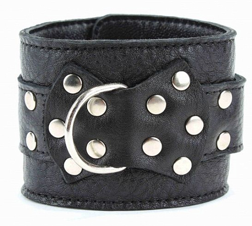 Чёрные наручи из кожи с пряжкой БДСМ арсенал 51007ars