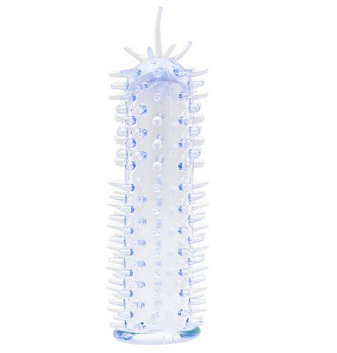 Нежно-голубая насадка с шипами и усиками NMC SENSASOFT SLEEVE BLUE 170115 (16,5 см)