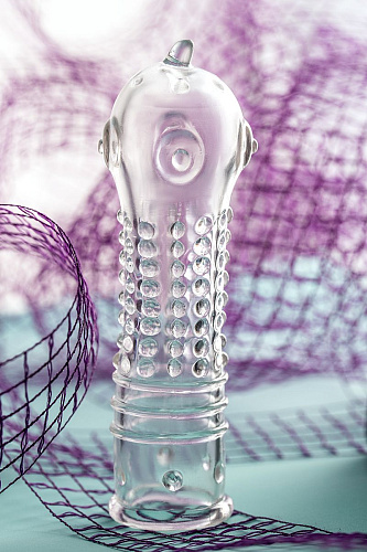 Прозрачная закрытая насадка на пенис A-toys TOYFA 768012 (14,7 см)