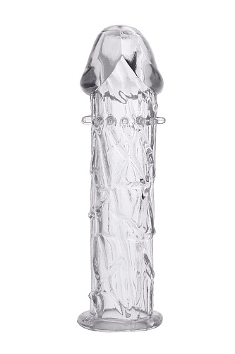 Гладкая прозрачная насадка с усиками под головкой ToyFa 818032-1 (12,5 см)