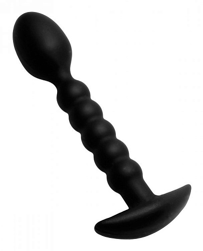 Чёрный ребристый стимулятор простаты XR Brands Sojourn Slim Ribbed Prostate Stimulator AE633 (12,1 см)