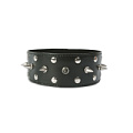 Чёрный широкий ошейник с заклёпками и шипами Пикантные штучки DP072