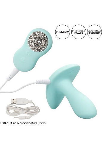 Нежно-голубая анальная пробка с пультом управления Jopen Pave Audrey JO-8005-80-3