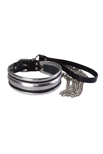 Серебристо-черный ошейник с поводком Sitabella 3126-16