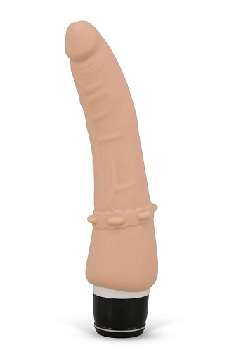 Телесный вибромассажёр с юбочкой шипов Seven Creations Classic Smooth Vibrator Nude B0094Y4SPG (16,5 см)