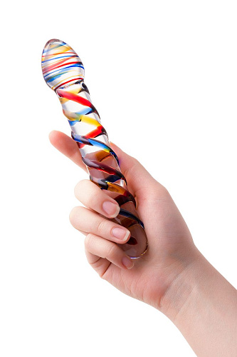 Стеклянный разноцветный фаллос с гладкой головкой Sexus 912042