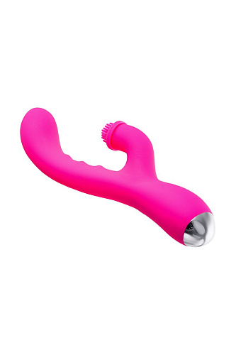 Розовый силиконовый вибратор с клиторальным стимулятором Nalone Idol CS-BO05 (22,4 см)