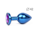 Коническая синяя анальная втулка с кристаллом фиолетового цвета Anal Jewelry Plug BLUL-04 (9,3 см)