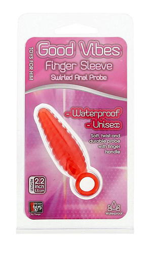 Красная анальная втулка со спиралью и ручкой-кольцом Dream Toys 20073 (8 см)