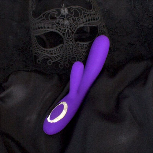 Фиолетовый вибратор с клиторальным отростком и нагревом RestArt Alpha RA-317 (19 см)