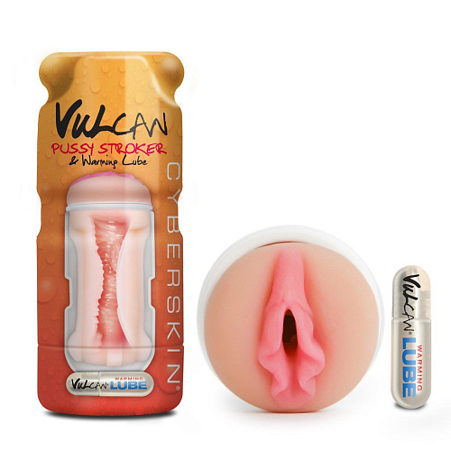 Мастурбатор-вагина телесного цвета Topco Sales Cyberskin Vulcan Pussy Stroker with Warming Lube 1600376