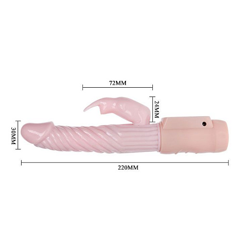 Телесный вибратор с клиторальным отростком и нагревом Baile Fire Bunny BW-037036 (22 см)