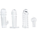 Набор из 4 прозрачных насадок на член XR Brands Pleasured Penis Enhancement Sleeve 4 Pack AE539