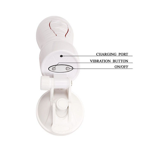 Мастурбатор-вагина белого цвета с присоской и 12 режимами вибрации Baile Flora White BM-00900T48Z