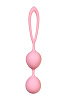 Розовые силиконовые вагинальные шарики с ограничителем-петелькой A-toys 764012