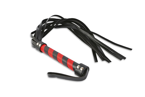 Чёрная плеть с контрастной рукояткой Пикантные штучки DP514 (90 см)