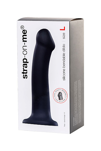 Чёрный фаллос на присоске Strap-on-me Silicone Bendable Dildo L 6013151 (19 см)