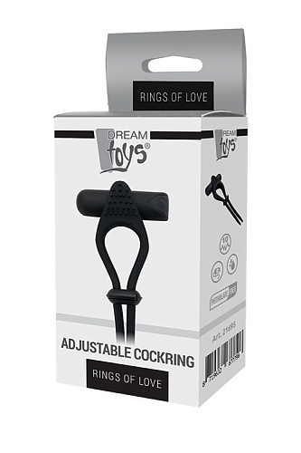Чёрное вибролассо на пенис с утяжкой Dream Toys ADJUSTABLE COCKRING 21695