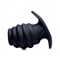 Средняя чёрная анальная пробка XR Brands Hive Ass Tunnel Silicone Ribbed Hollow Anal Plug Medium AF982-Medium (8,13 см)