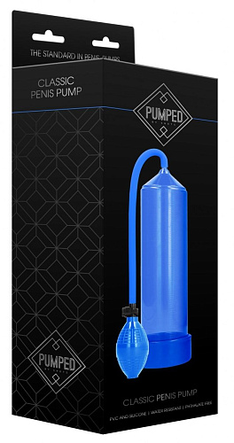 Синяя ручная вакуумная помпа для мужчин Shots Media BV Classic Penis Pump PMP001BLU
