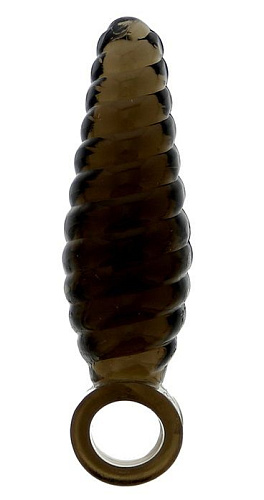 Дымчатый массажёр со спиралевидным рельефом Dream Toys GOOD VIBES FINGER SLEEVE ANAL PROBE 20072 (6 см)