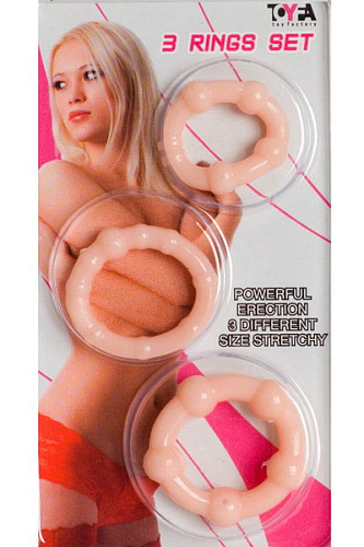 Набор из 3 стимулирующих эрекционных колец телесного цвета ToyFa 888300-2