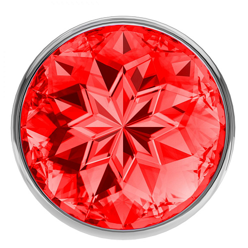 Большая серебристая анальная пробка с красным кристаллом Lola toys Diamond Red Sparkle Large 4010-06Lola (8 см)