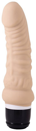 Телесный перезаряжаемый вибратор-реалистик Seven Creations MKB0272Y4PGAC (17,5 см)