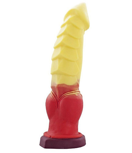 Жёлтый фантазийный фаллоимитатор Erasexa «Огненный дракон» zoo17 (27,5 см)
