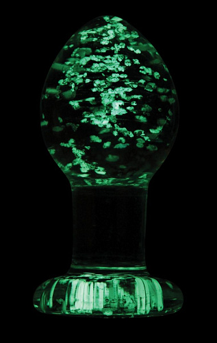 Прозрачная, светящаяся в темноте анальная пробка NS Novelties Glass Plug Medium NSN-0490-21 (8 см)