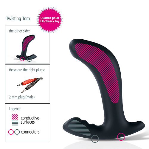 Чёрный электрический стимулятор простаты MyStim Twisting Tom 46460 (13 см)