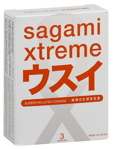 Ультратонкие и прозрачные презервативы Sagami Xtreme Superthin №3 (3 шт)