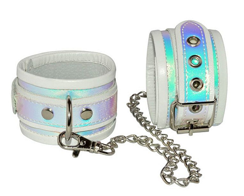 Белые кожаные поножи с перламутровым блеском Sitabella 3069-39